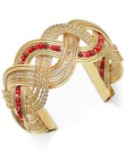 Thalia Sodi Gold-tone Red Braided Cuff Bracelet, Only At Macy's