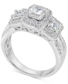 Diamond Princess Trio Engagement Ring (1 Ct. T.w.) In 14k White Gold