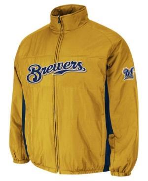 Majestic Men's Milwaukee Brewers Double Climate On-field Full-zip Jacket