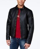Armani Jeans Distressed Faux Leather Jacket