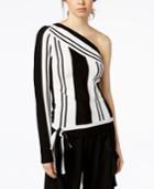 Bar Iii Striped One-shoulder Sweater, Created For Macy's