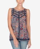 Lucky Brand Printed Open-stitched Tank Top