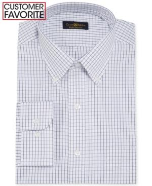 Club Room Estate Wrinkle Resistant White And Blue Tattersall Dress Shirt