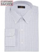 Club Room Estate Wrinkle Resistant White And Blue Tattersall Dress Shirt