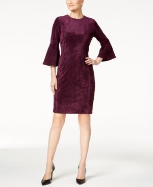 Calvin Klein Bell-sleeve Faux-suede Dress