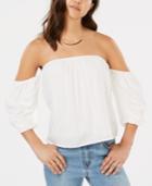 Hippie Rose Juniors' Puff-sleeved Off-the-shoulder Top