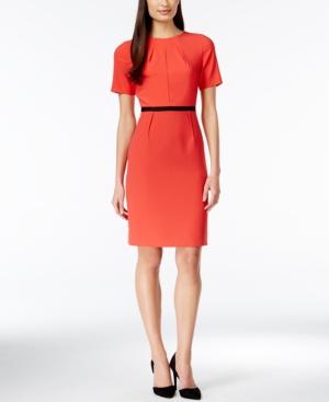 Tahari Asl Short-sleeve Pleated Sheath Dress