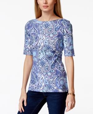 Charter Club Pima Cotton Tee, Paisley Print
