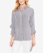 Vince Camuto Striped Drawstring-sleeve Button-down Shirt
