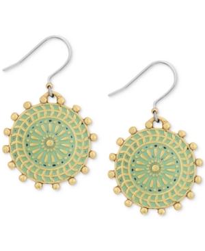 Lucky Brand Gold-tone Patina Circular Drop Earrings
