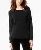 Inc International Concepts Zip-detail Ruffle Sweater, Created For Macy's