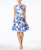 Jessica Howard Petite Belted Printed Fit & Flare Dress