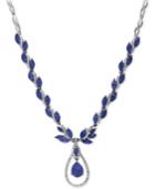 Effy Royale Bleu Sapphire (10-1/2 Ct. T.w.) And Diamond (9/10 Ct. T.w.) Fancy Teardrop Statement Necklace In 14k White Gold