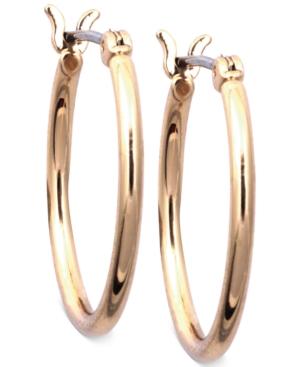 Nine West Gold-tone 1 Small Tube Hoop Earrings