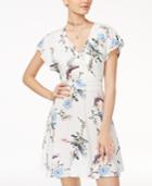 One Hart Juniors' Flutter-sleeve Fit & Flare Dress, Only At Macy's