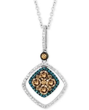 Le Vian Chocolate And White Diamond (5/8 Ct. T.w.) And Blue Diamond Accent Pendant Necklace In 14k White Gold