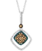 Le Vian Chocolate And White Diamond (5/8 Ct. T.w.) And Blue Diamond Accent Pendant Necklace In 14k White Gold