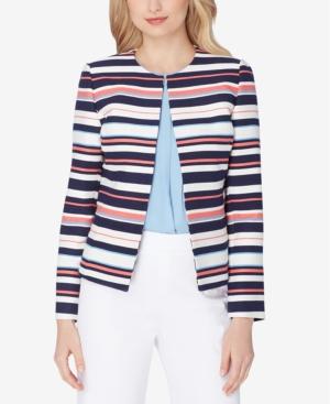 Tahari Asl Striped Flyaway Blazer