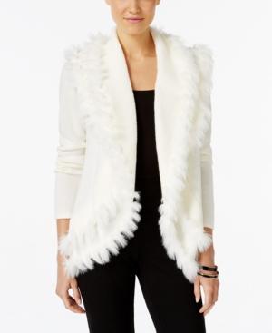 Alfani Faux-fur-trim Cardigan, Only At Macy's