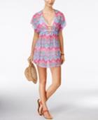 Miken Chevron Print Dolman Cover-up Women's Swimsuit
