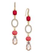 Inc International Concepts Gold-tone Pink Stone And Pave Drop Earrings, Only At Macy's