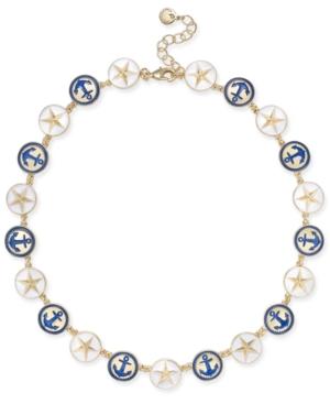 Charter Club Gold-tone Enamel Anchor & Star Link Collar Necklace, 17 + 2 Extender, Created For Macy's