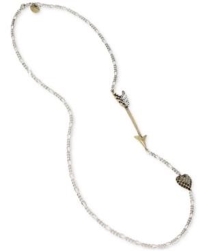 Betsey Johnson Two-tone Arrow And Heart Long Statement Necklace