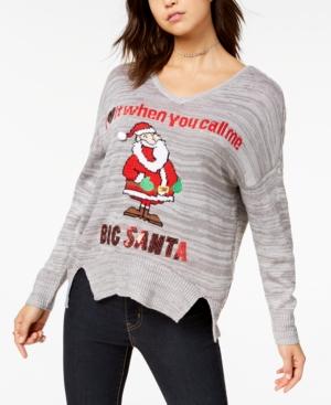 Ultra Flirt By Ikeddi Juniors' Call Me Big Santa Holiday Sweater