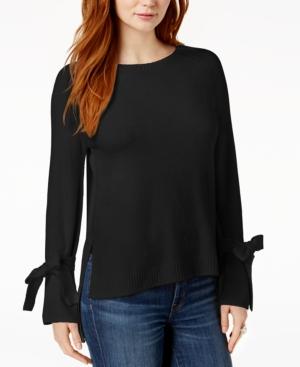 Kensie Mixed-media Tie-cuff Sweater