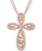 Giani Bernini Cubic Zirconia Cross Pendant Necklace In 18k Rose Gold-plated Sterling Silver, Only At Macy's