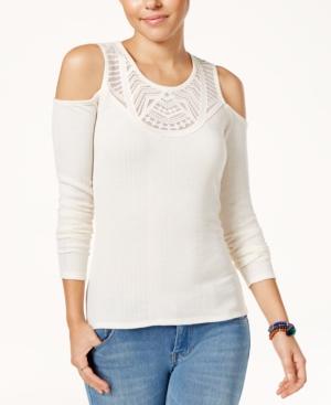 Jessica Simpson Lace-trim Cold-shoulder Top