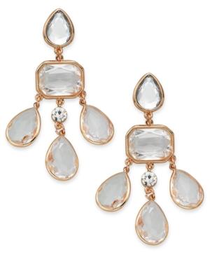 Charter Club Rose Gold-tone Crystal Stone Chandelier Clip-on Earrings