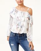 American Rag Juniors' Floral-print Ruffled Top, Created For Macy's