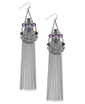 Inc International Concepts Hematite-tone Stone & Fringe Chandelier Earrings, Created For Macy's