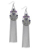 Inc International Concepts Hematite-tone Stone & Fringe Chandelier Earrings, Created For Macy's