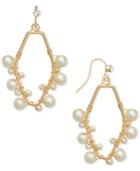 Robert Rose For Inc International Concepts Gold-tone Imitation Pearl Wire Wrap Drop Earrings, Only At Macy's
