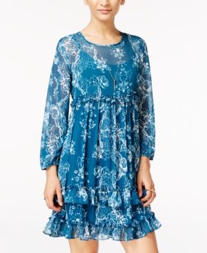 In Awe Of You By Awesomeness Tv Juniors' Printed Ruffled Shift Dress