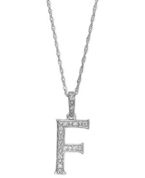14k White Gold Necklace, Diamond Accent Letter F