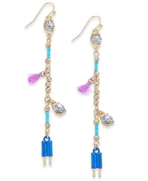 Inc International Concepts Gold-tone Multi-charm Linear Drop Earrings, Only At Macy's