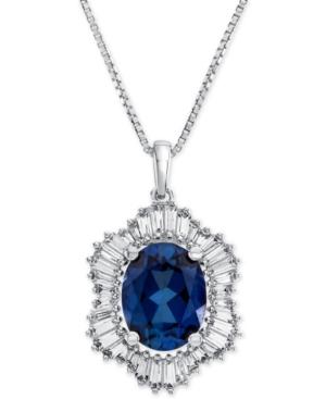 Lab-created Blue Sapphire (1-7/8 Ct. T.w.) And White Sapphire (3/4 Ct. T.w.) Pendant Necklace In Sterling Silver