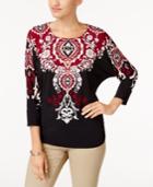 Jm Collection Printed Dolman-sleeve Top, Created For Macy's