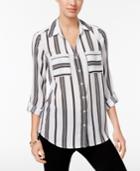 Ny Collection Striped Utility Blouse