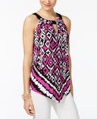Inc International Concepts Petite Handkerchief-hem Printed Halter Top, Only At Macy's