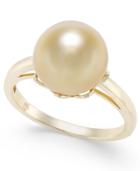 Cultured Golden South Sea Pearl (10mm) Ring In 14k Gold