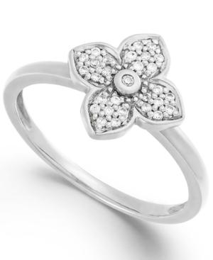 Diamond Flower Ring In 10k White, Yellow, Or Rose Gold (1/10 Ct. T.w.)