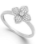Diamond Flower Ring In 10k White, Yellow, Or Rose Gold (1/10 Ct. T.w.)