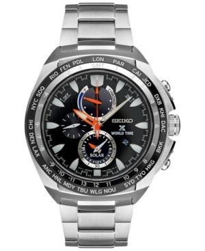 Seiko Men's Solar Chronograph Prospex World Time Stainless Steel Bracelet Watch 44mm Ssc487