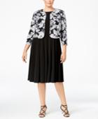Jessica Howard Plus Size A-line Dress And Floral-print Jacket
