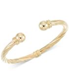 Rope-style Hinged Cuff Bracelet In 14k Gold