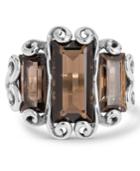 Carolyn Pollack Triple Brown Quartz Faceted Rectangle Ring